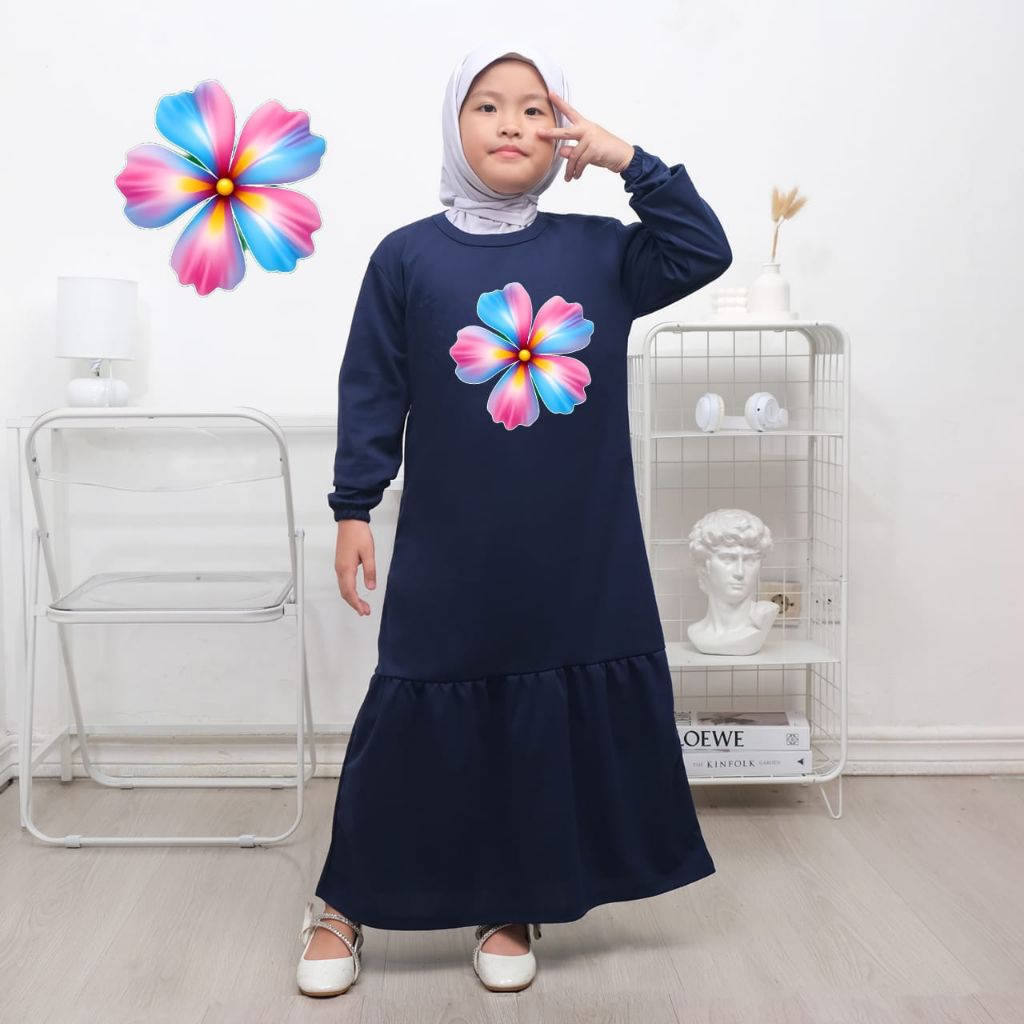 gamis anak perempuan muslimah gaun panjang umur 2-12 tahun