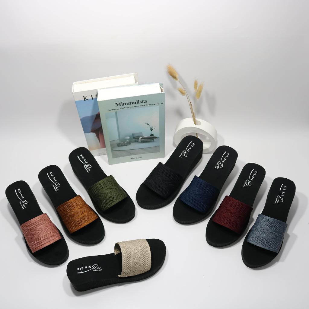 Sandal Wedges Wanita Terbaru Selop Kain Impor Kekinian Sendal Cewek Dewasa