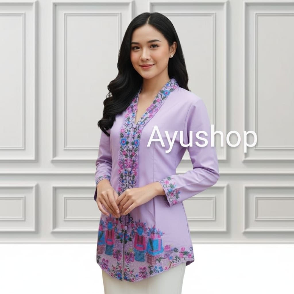 Kebaya Encim Ondel Jakarta Motif Ondel-Ondel Khas Jakarta-Dijual Atasan