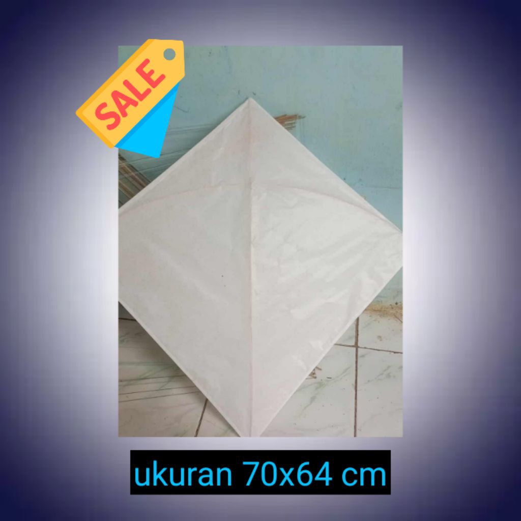 layangan polos jabrug ukuran sedang kertas enza putih bersih