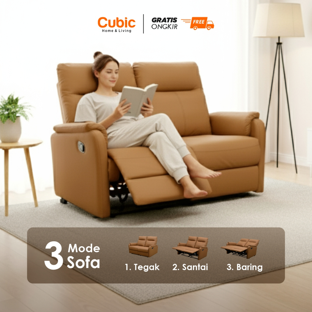 Cubic Sofa Recliner 2 Seater / Sofa Bahan Kulit / LIVINA SFR 160 J
