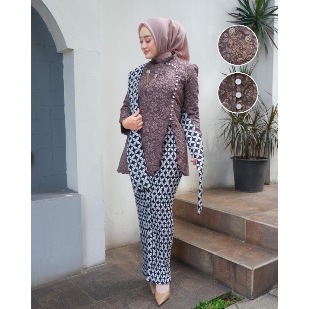 DISKON BULAN INI Couple Selendang Wiru / Setelan Kebaya Modern Wiru Pilihan Warna