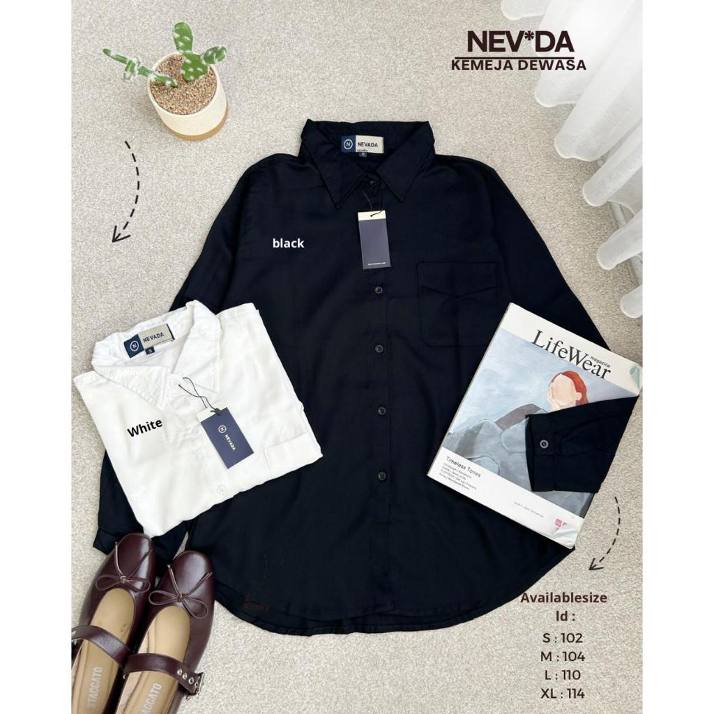 Kemeja Nevada Hitam Putih Katun Rayon Nyaman