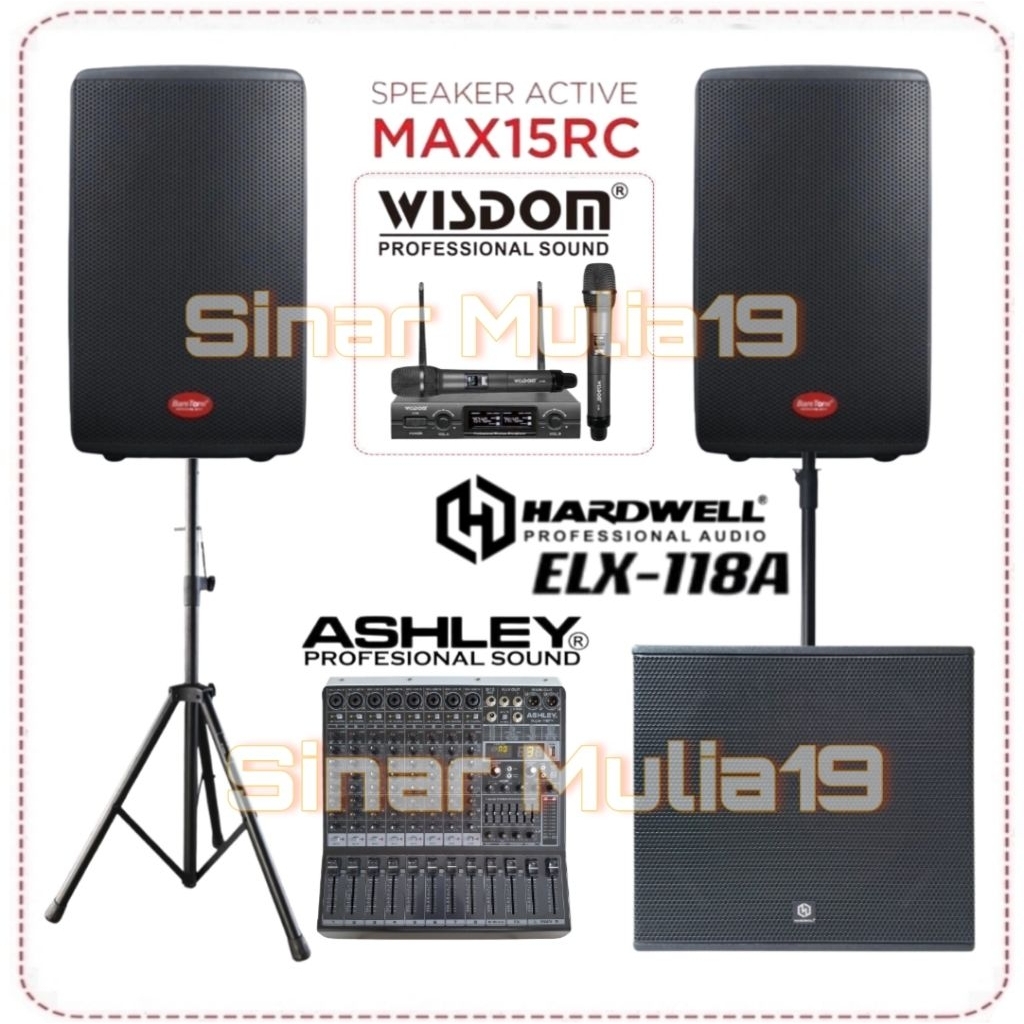 Paket Sound System Outdoor Speaker Aktif 15 Inch RMS 1000 Watt BareTone MAX15RC Subwoofer Aktif 18 I