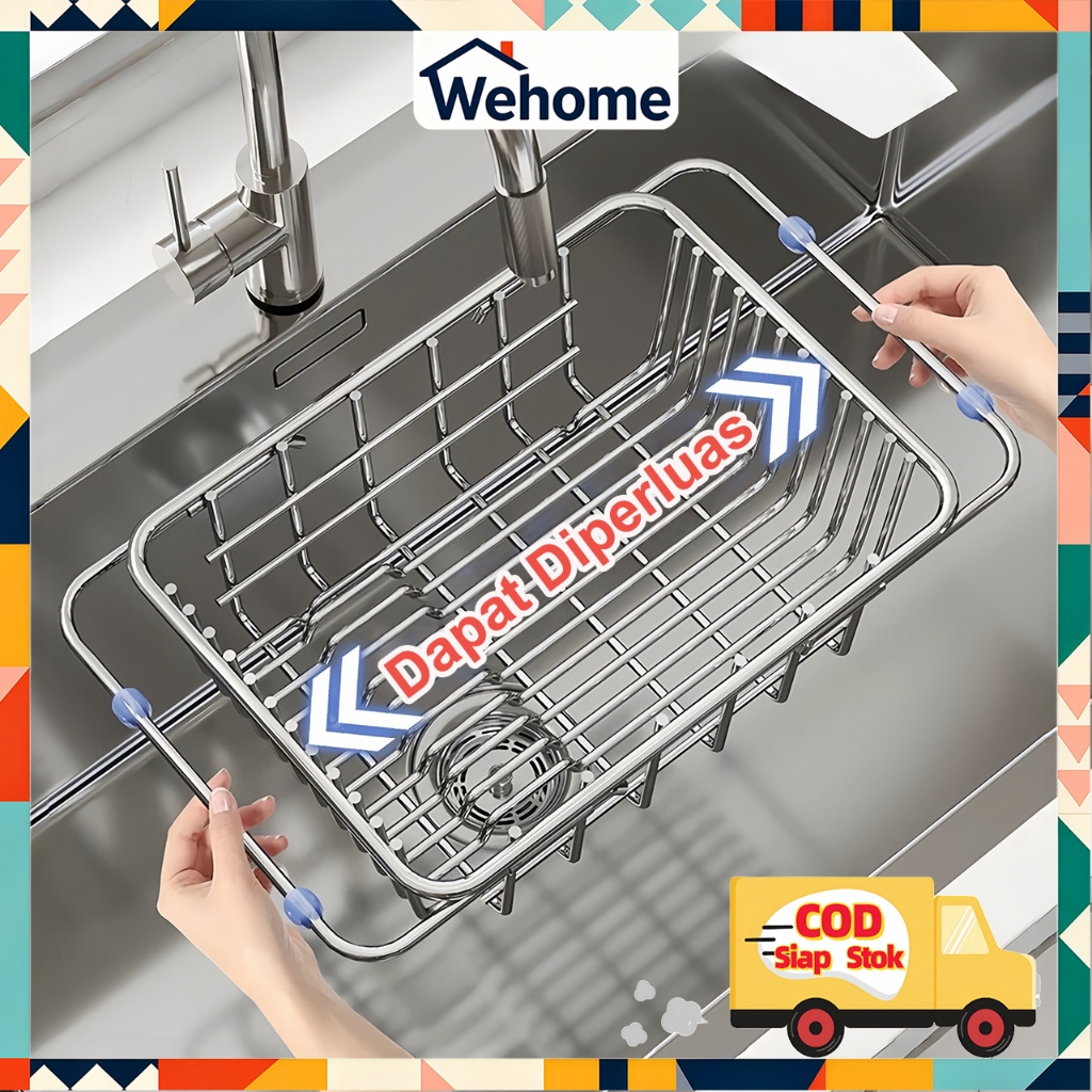 Wehome Rak Wastafel Dapur Rak Cuci Piring Rak Piring Stainless Steel Panjang yang Dapat Disesuaikan