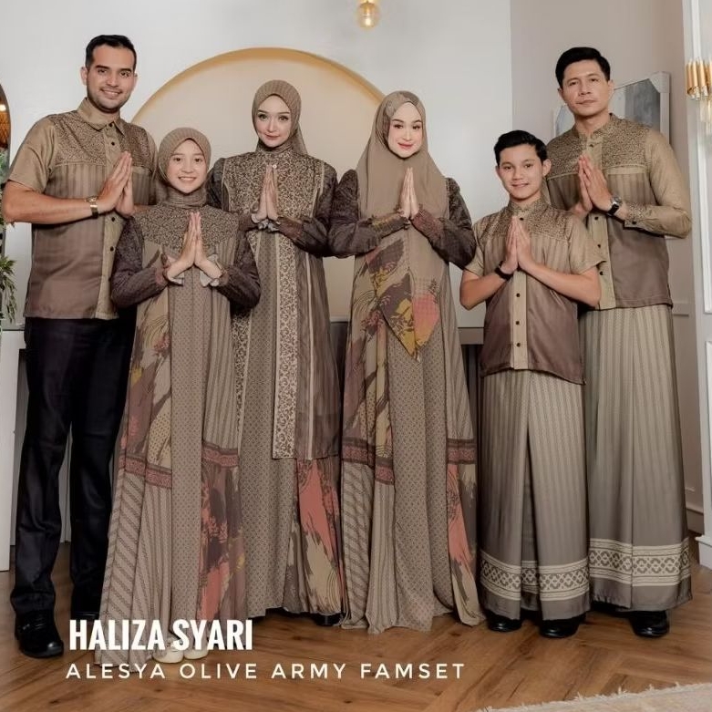 READY FEBRUARI‼️ Set Family Gamis Abaya Haliza Alesya Olive by Haliza Syar'i Haliza Style Gamis leba