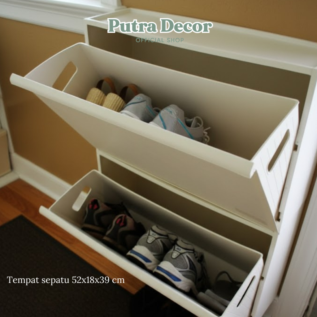MUST HAVE SWITZERLAND LEMARI SEPATU Rak Sepatu/ Lemari Kabinet Sepatu 2 kompartemen, Putih