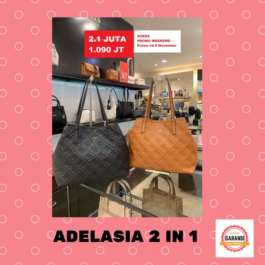 Tas Guess wanita seri ADELASIA 2 IN 1 tote bag 100% original store