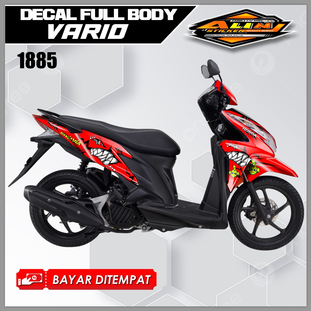 1885 Sticker decal fullbody aksesoris motor vario 125 Decal vario costum design shark hiu  racing sk