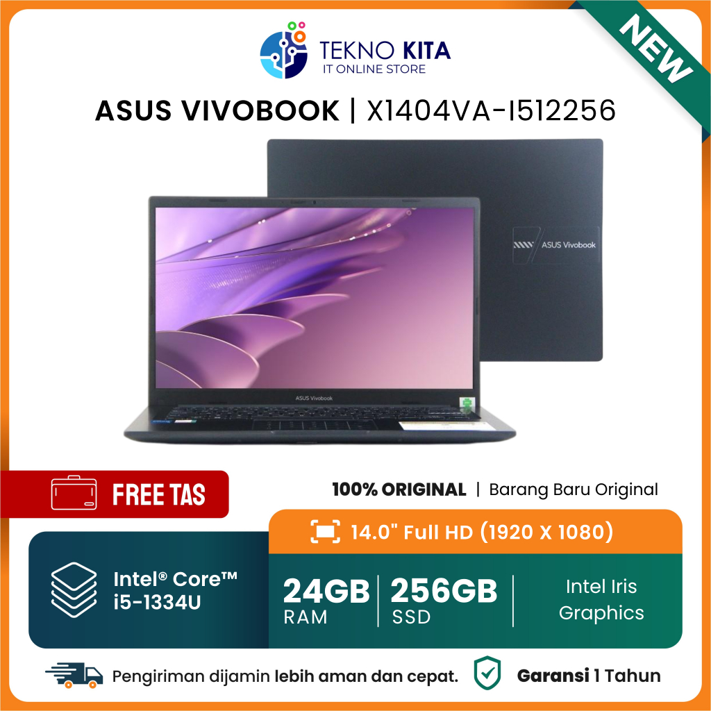 Laptop Asus Core i5 Gen 13 - PROMO LAPTOP ASUS CORE i5-1334U 24 GB RAM 256 GB SSD BERGARANSI WINDOWS