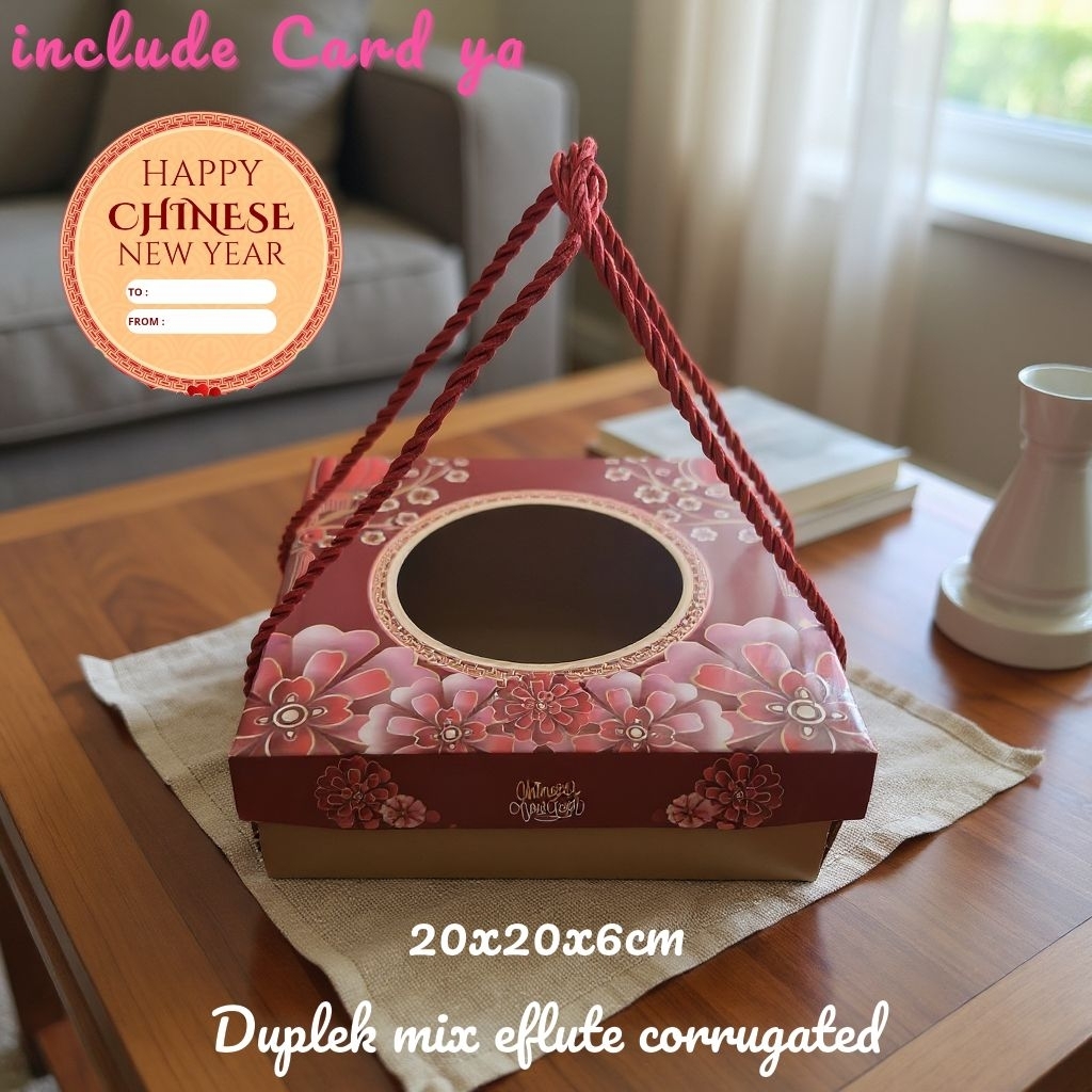 Free CARD CNY Flower Box Imlek 20x20 x6cm Kotak Imlek Box Imlek Bolu Brownies Dus Imlek Lapis Legit 