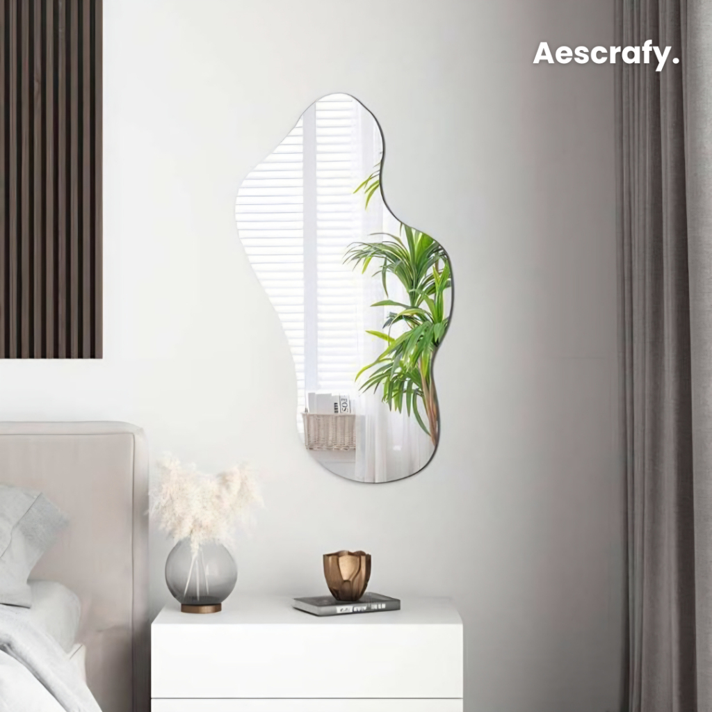 Aescrafy Cermin Abstrak Polos 3 Mm – Cermin Dinding Kaca Untuk Interior