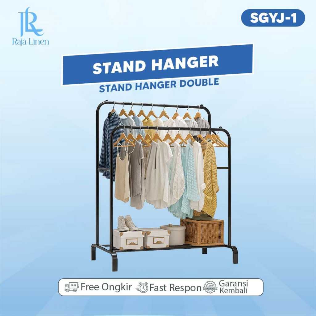 DTG Raja Linen Stand Hanger Rak Gantungan Baju Berdiri Stand Hanger Serbaguna Rak Baju Topi Tas Hang