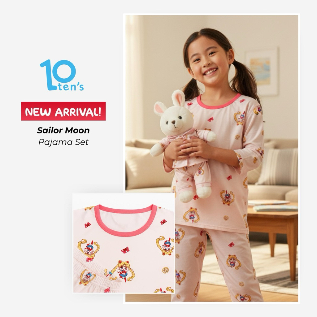 { 4-8th } SAILOR MOON PAJAMAS SET | Piyama Tencel | baju tidur organik | baju tidur anak perempuan D