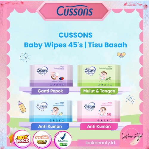 CUSSONS BABY Wipes 45s / 10s / Tisu Basah / Tisu Basah Bayi / 1 Gratis 2