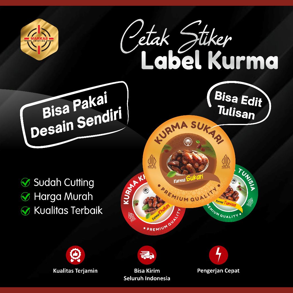 Stiker Label Kurma | Stiker Kurma Custom | Sticker Kurma Sukari
