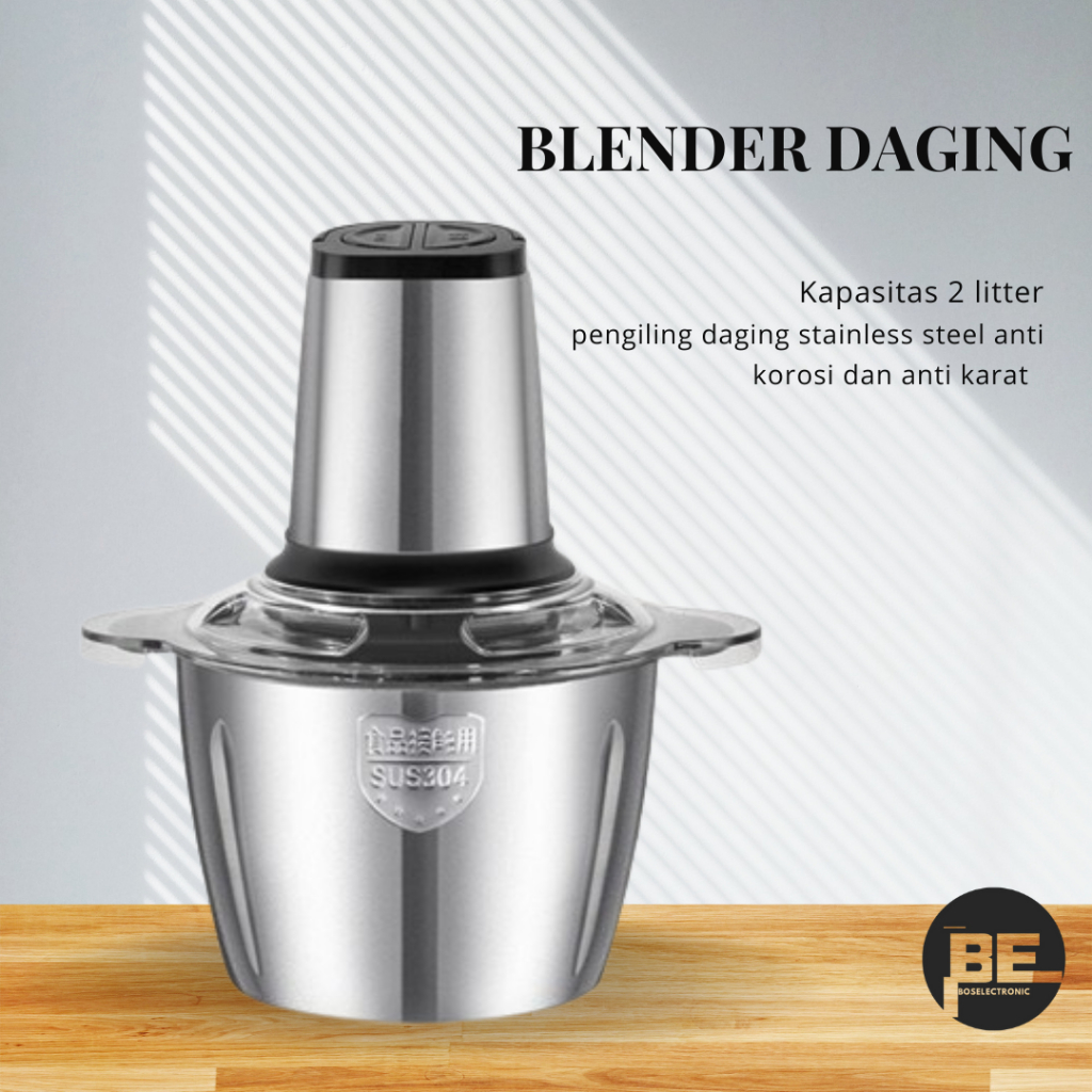 Blender Daging Choper Portable 2in1 4 Mata Pisau Stainles steel
