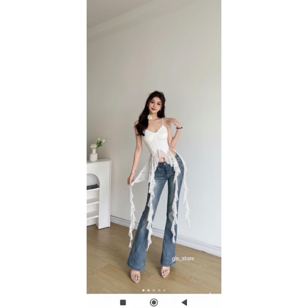 Crop Top Corset Renda Putih - Korean Style Aesthetic