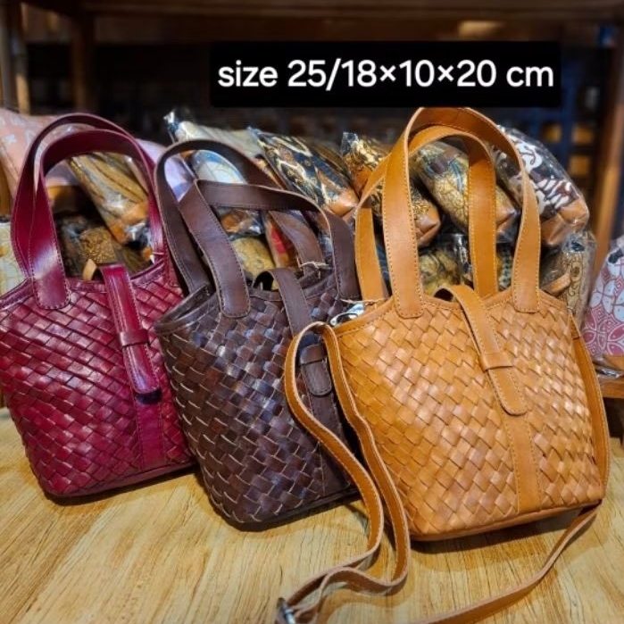 NOYA Classic Leather Bag - Tas Anyam Tote Kulit Sapi Asli Handmade Premium Fashion Wanita Khas Jogja