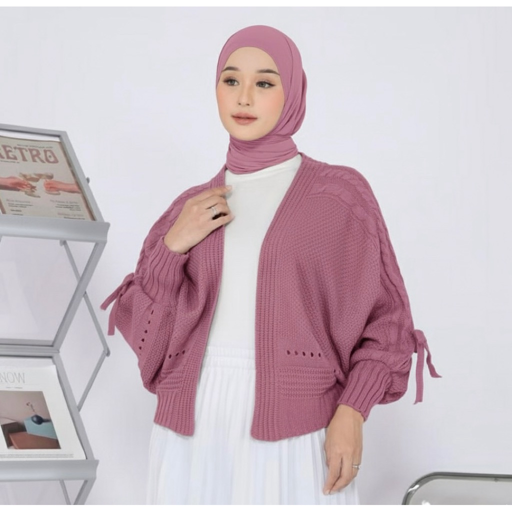 [Asyahir]BALERO Arumi Cable Cardi Outer Knitt Cantik Atasan Wanita Rajut Cadigan Lucu Bahan Acrylic 
