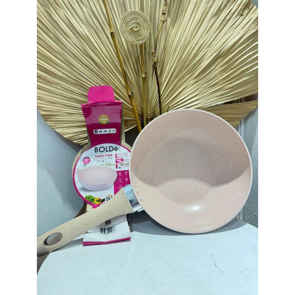 Bolde Wok Pan Granite Beige Ukuran 24 CM