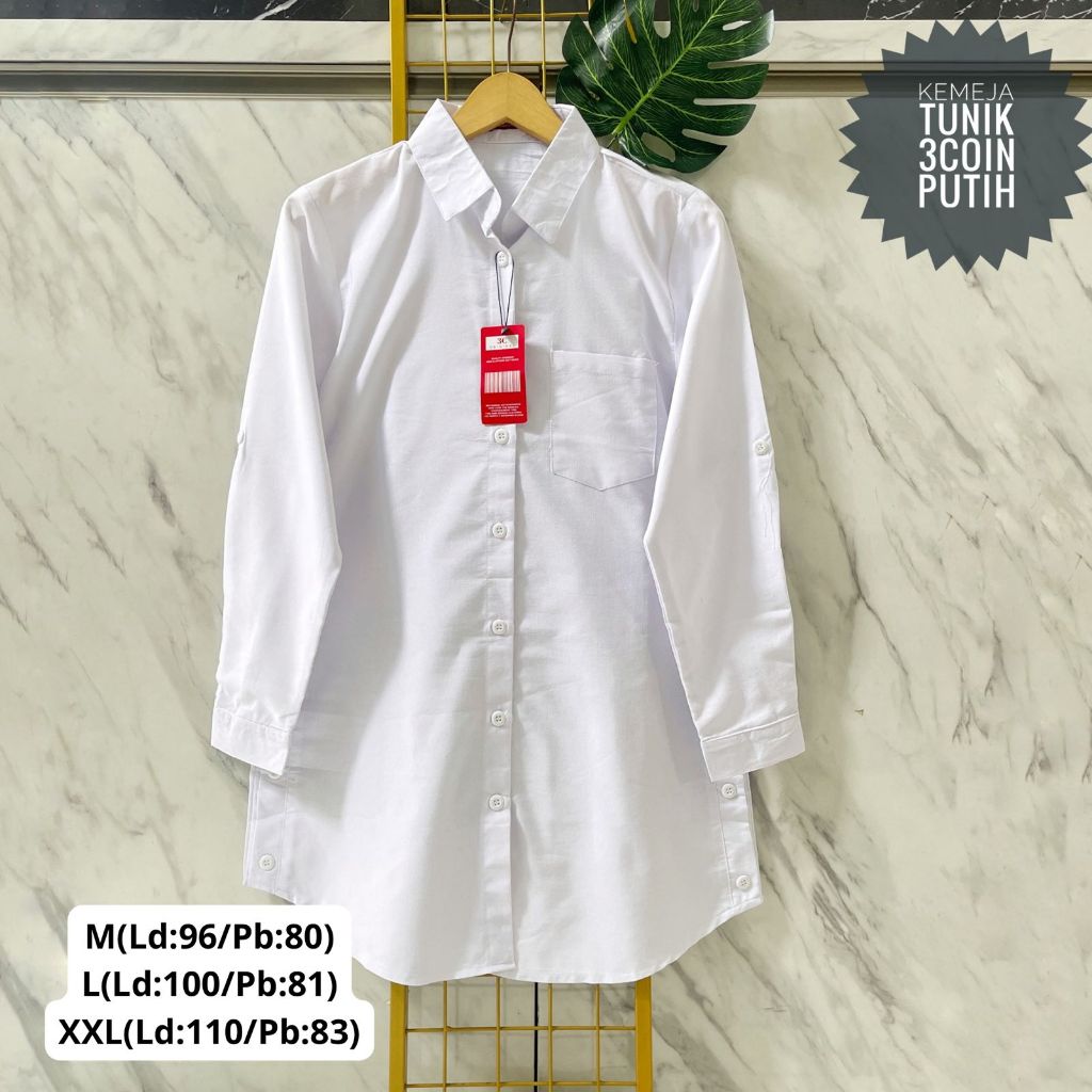 KEMEJA TUNIK PUTIH 3COINS ORIGINAL