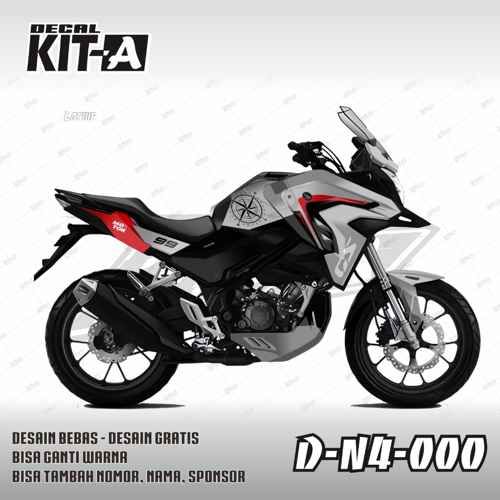 Stiker decal motor CB 150 X design terbaru MOTIF warna kuning abu kombinasi hitam D-N4-024