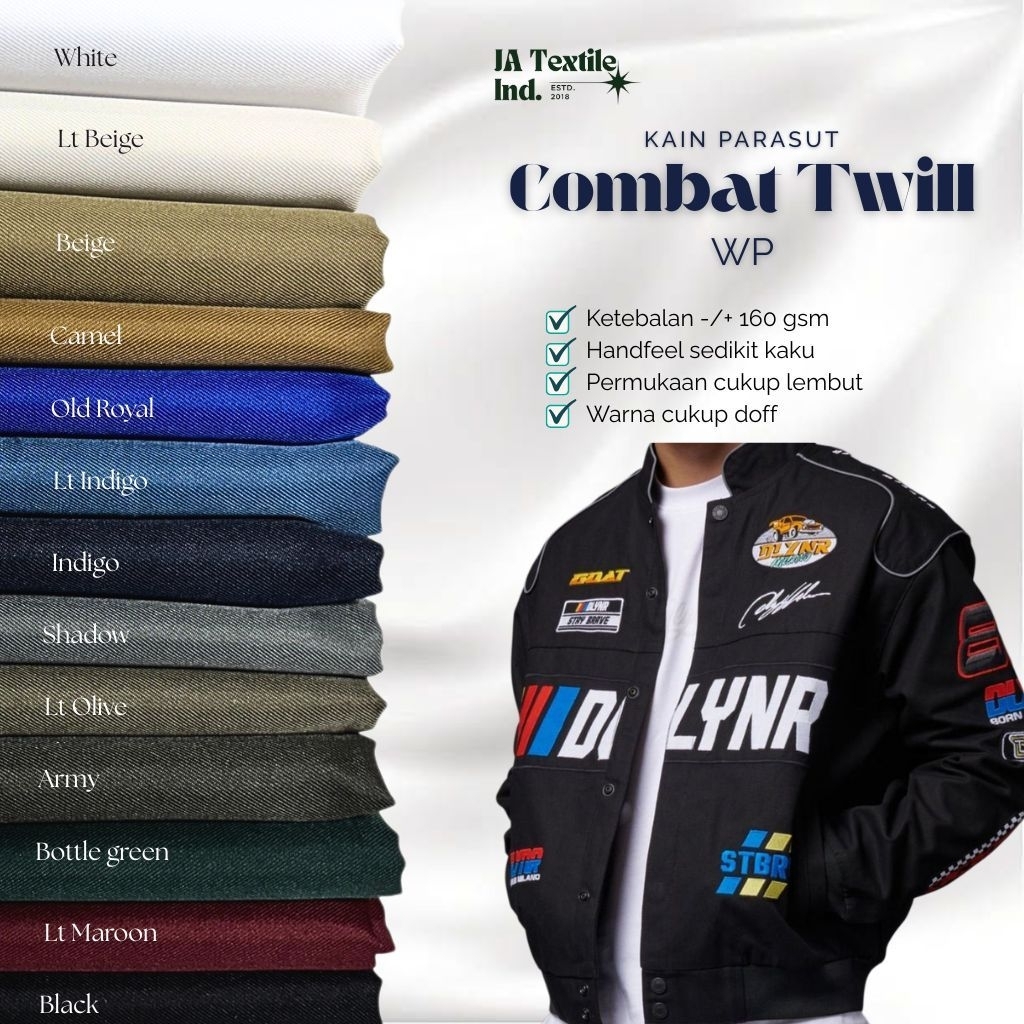 KAIN PARASUT COMBAT TWILL POLYESTER MICRO SALUR WATERPROOF