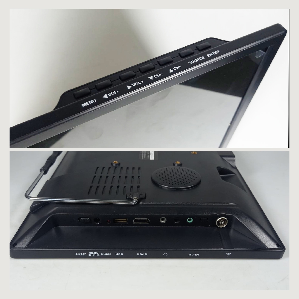 TV Digital Android TV Aplikasi Portable 15.4 Inch Baterai Portable 4000mAh Suport DVB-T2 D16 Black