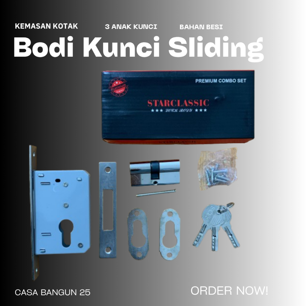 1Set Body Kunci Sliding Pintu Kayu Dengan Silinder Kunci/Bodi Kunci Pintu Sliding