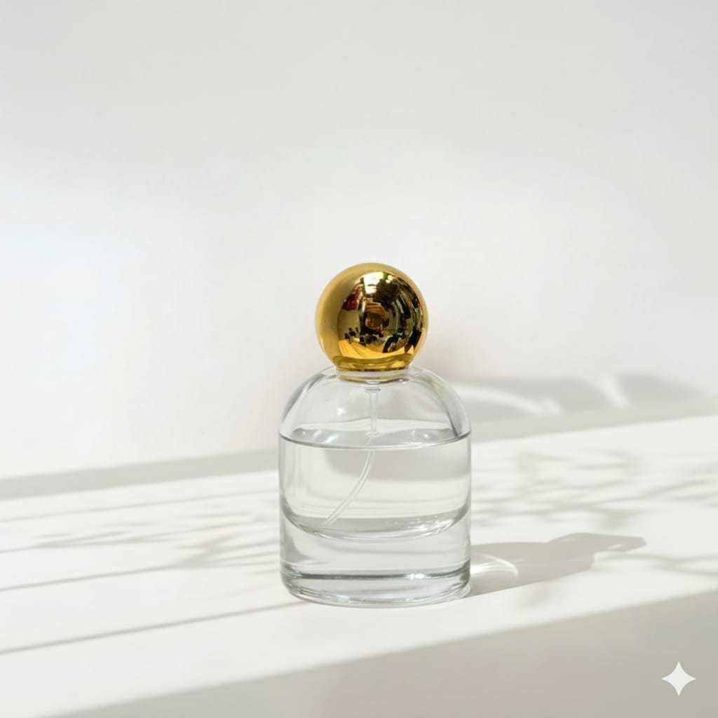 botol parfum ovale tutup bulat gold 50 ml spray semi press dipasang menggunakan alat botol parfum ka