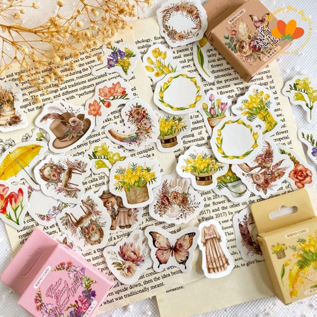 Stiker Book Flower Decoration Scrapbook Journal / Sticker Kertas