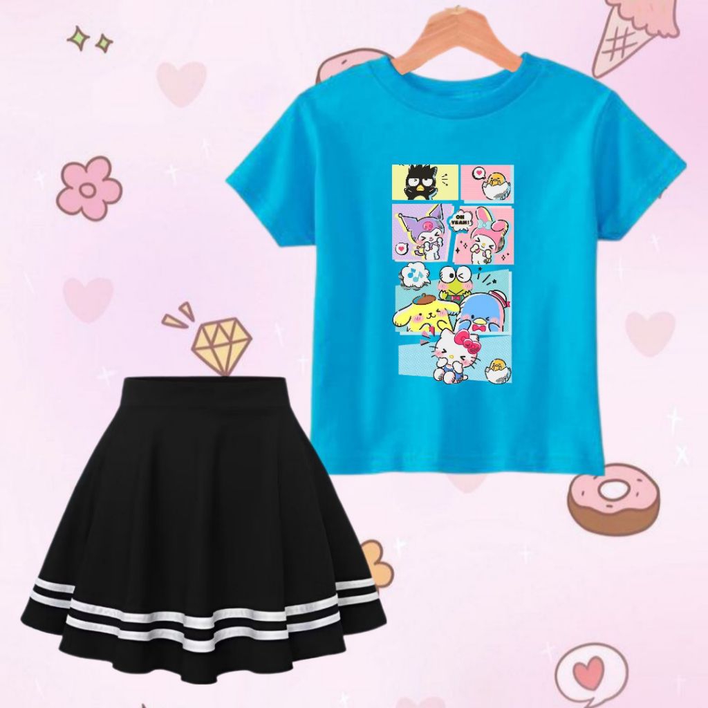 Setelan Anak Perempuan/Setelan Rok Scuba Anak Perempuan SANRIO