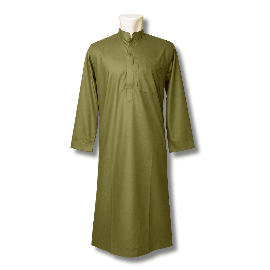 Jubah Pria Polos Temboro – Bahan Adem, Jahitan Rapi, Nyaman Dipakai