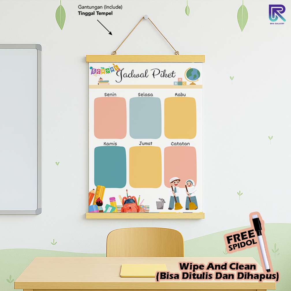 RHA GALLERY Planner Sekolah Jadwal Piket Kelas Siswa Potrait Wipe And Clean List Jadwal Tulis