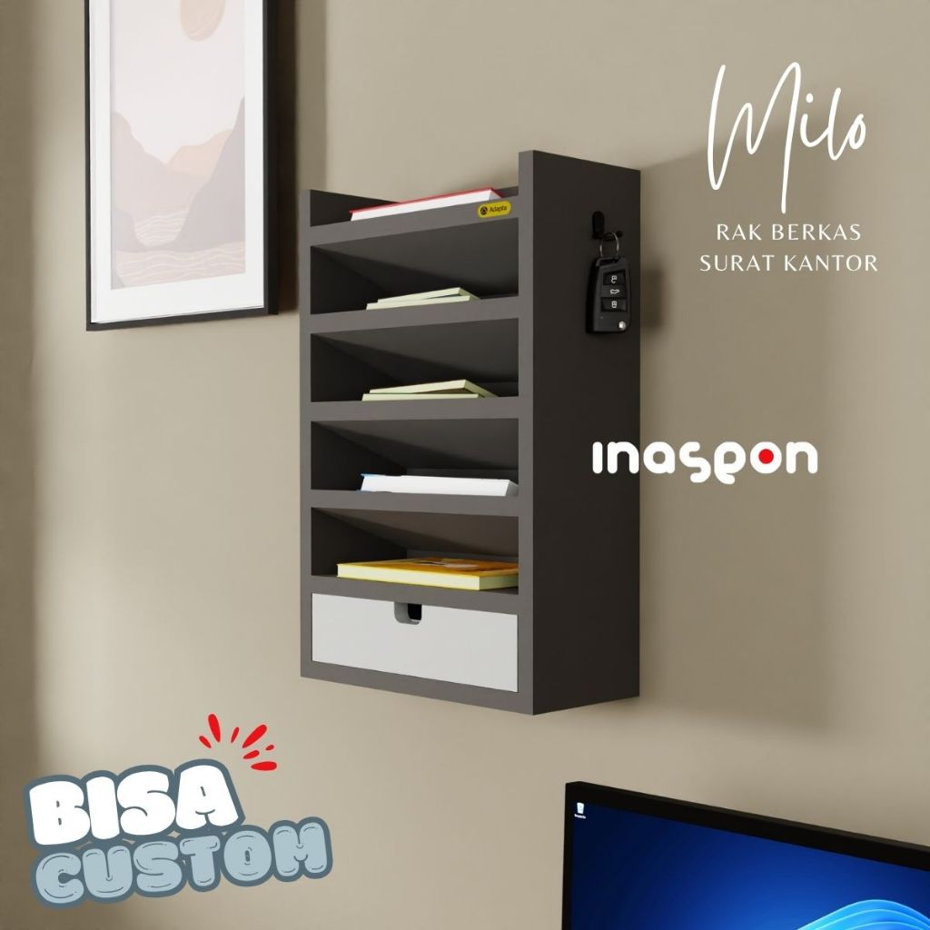 Rak Surat & Gantungan Kunci Dinding–Mail Organizer Simpan Dokumen Kantor & Laci Minimalis- MILLO-C73