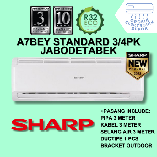 FREE PASANG + AKSESORIS AC Sharp 3/4 PK A7BEY STANDARD Grosir Elektronik Depok