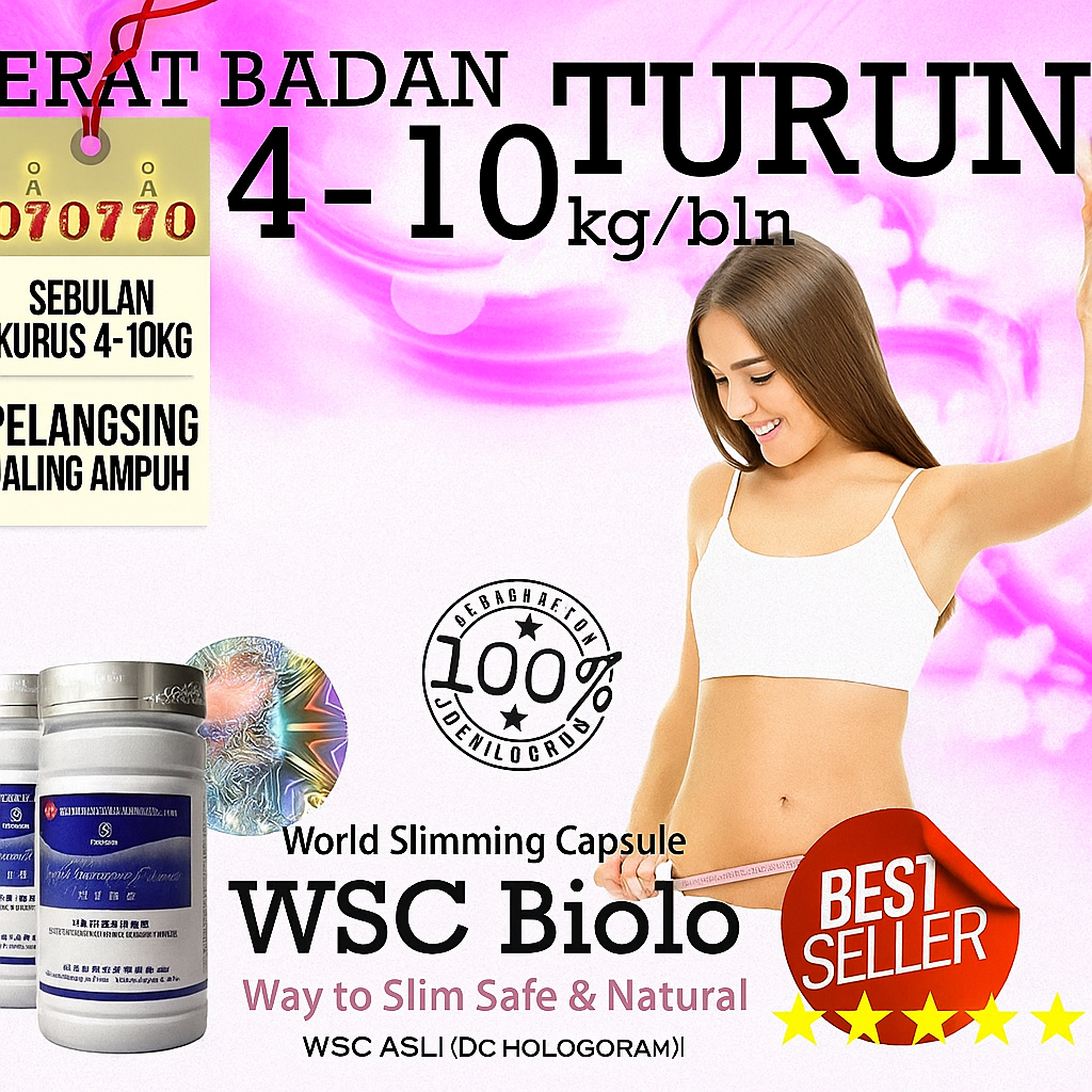 OBAT PELANGSING BADAN ALAMI WSC BIOLO SLIMING ASLI ORIGINAL IMPORT (isi 60 capsul) HASIL 100% HERBAL