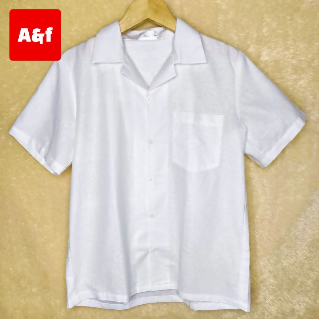 KEMEJA LINEN PUTIH PRIA LENGAN PENDEK PREMIUM 100% BRANDED ORIGINAL - KEMEJA BOXY - KEMEJA LINEN - K