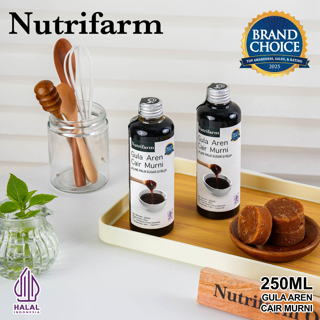 NUTRIFARM GULA AREN CAIR 250ML ASLI 100% PREMIUM ORGANIK UNTUK KOPI 1 LITER 1KG 5 LITER GULARE TOFFI
