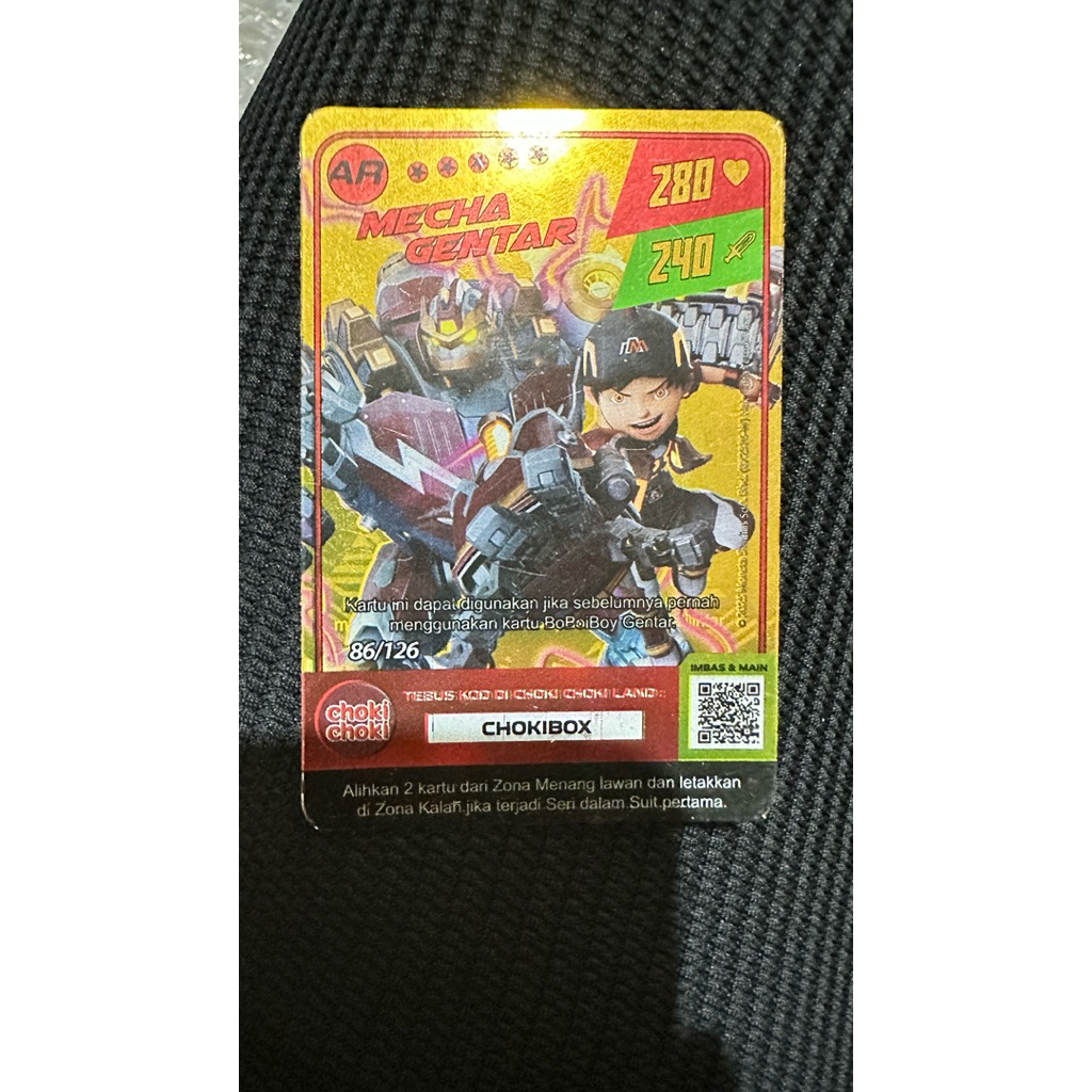 kartu choki choki boboiboy galaxy mecha gentar