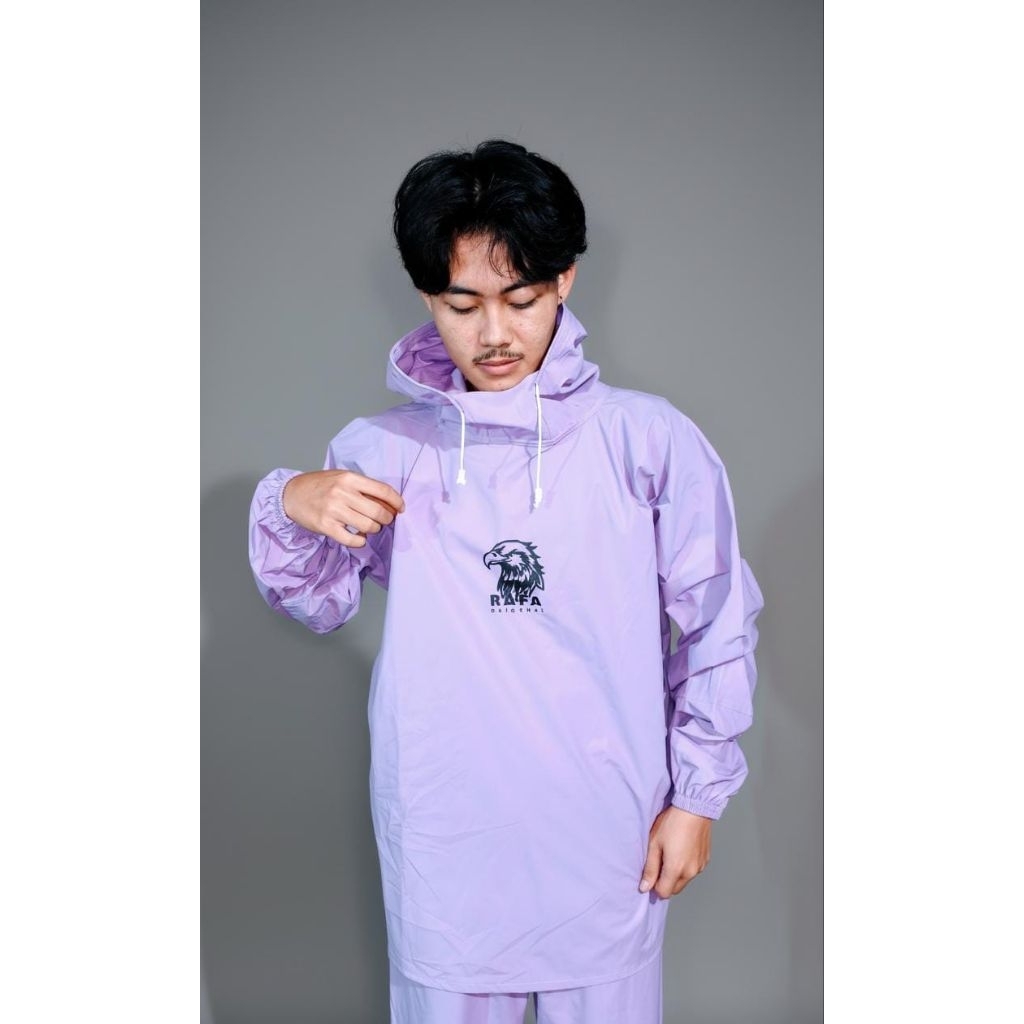 RAF_A JAS HUJAN HOODIE pria wanita Anti Rembes bahan PVC