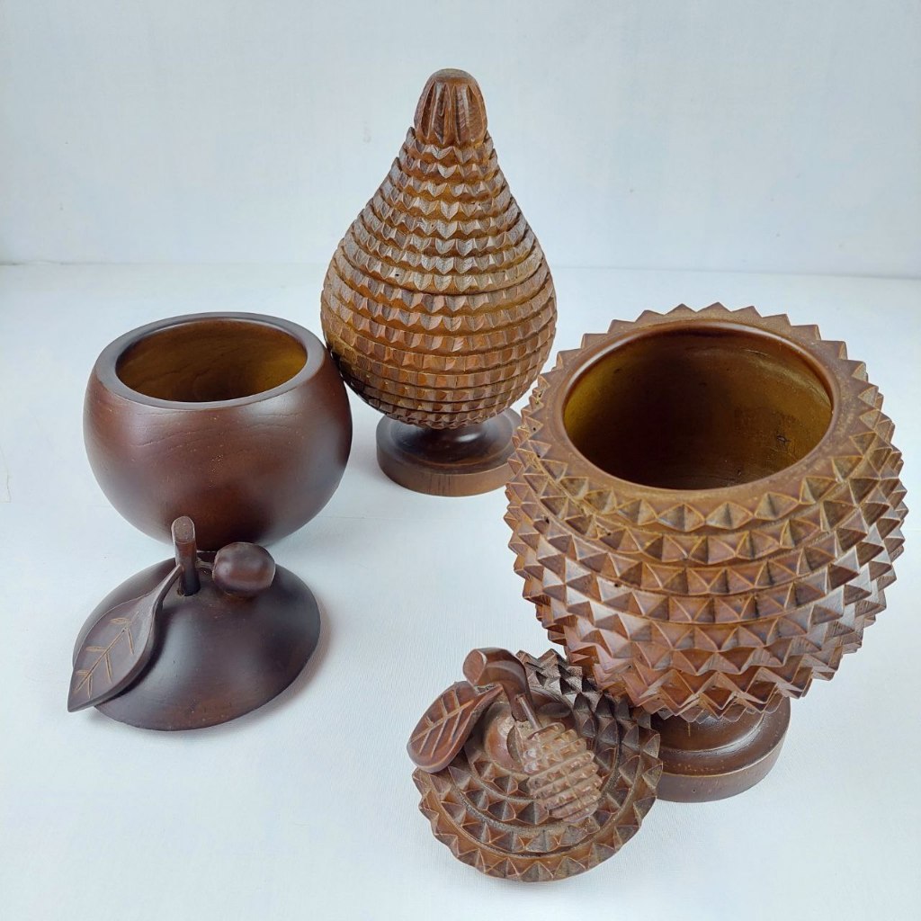 Toples 1set buah tempat cemilan kayu jati