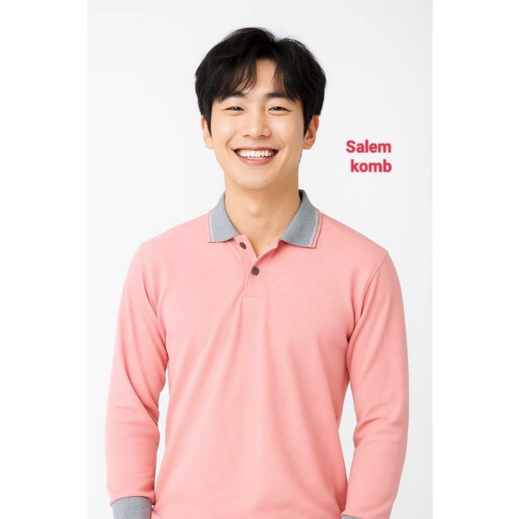 Kaos Kerah Panjang  FO KOMBINASI WARNA SALEM  / Kaos Kerah FO Lengan Panjang - Kaos Kerah Unisex – k