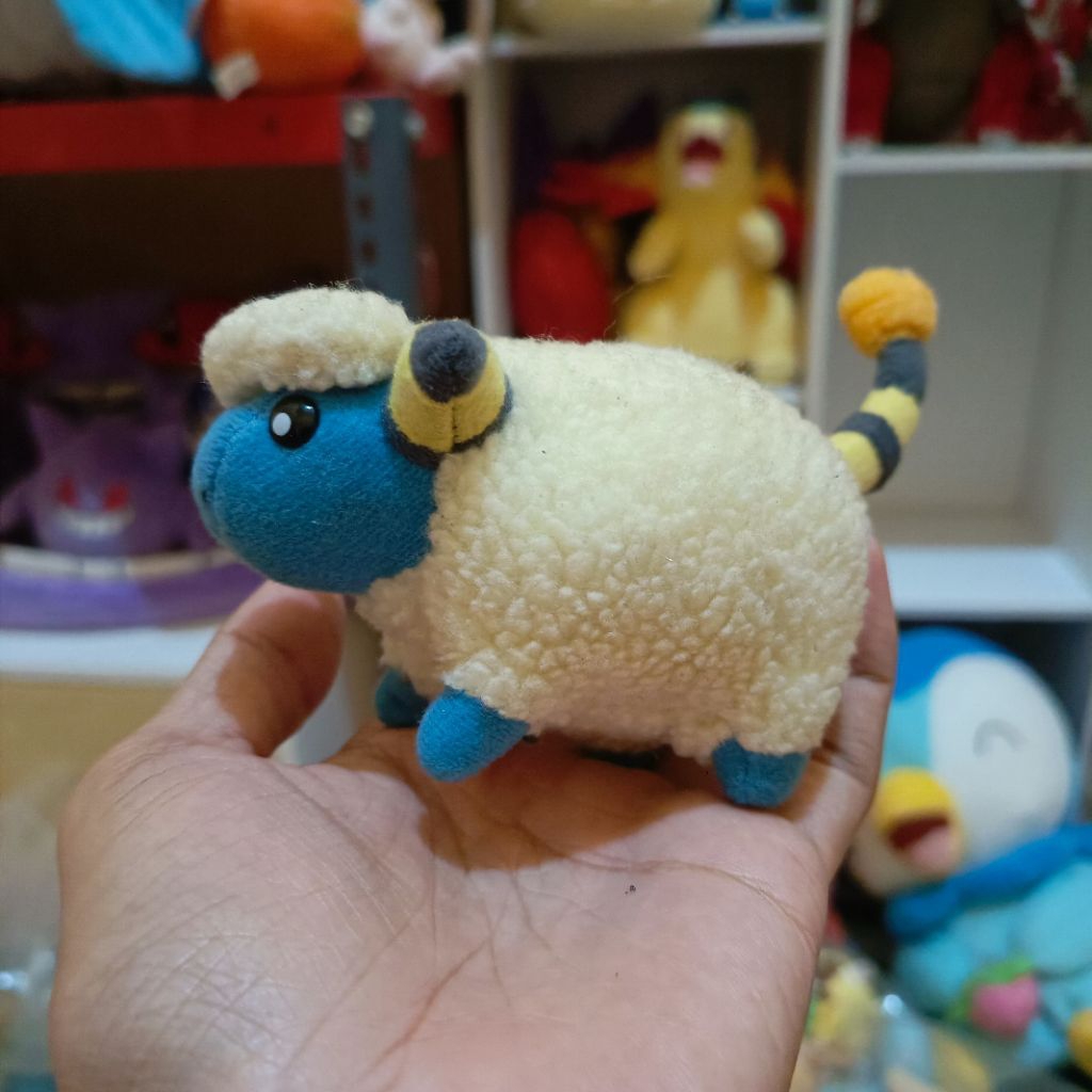 Boneka Pokemon Mareep Bandai Mata Keras Rare Vintage Plush