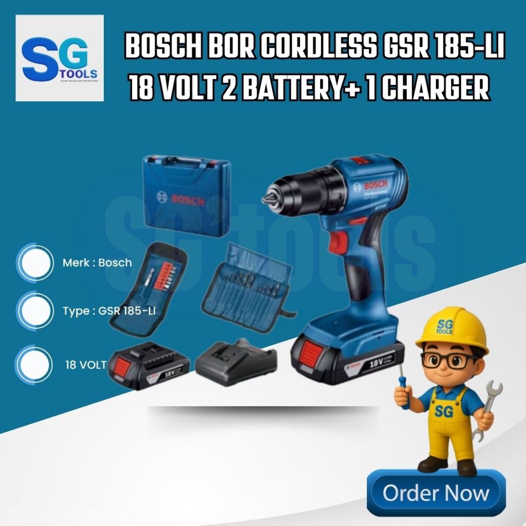 Bosch Mesin Bor Cordless  GSR 185 Li Gen 3 New Li Bosch - BorBatre 18Volt GSR 185 - Mesin  Bor Cordl