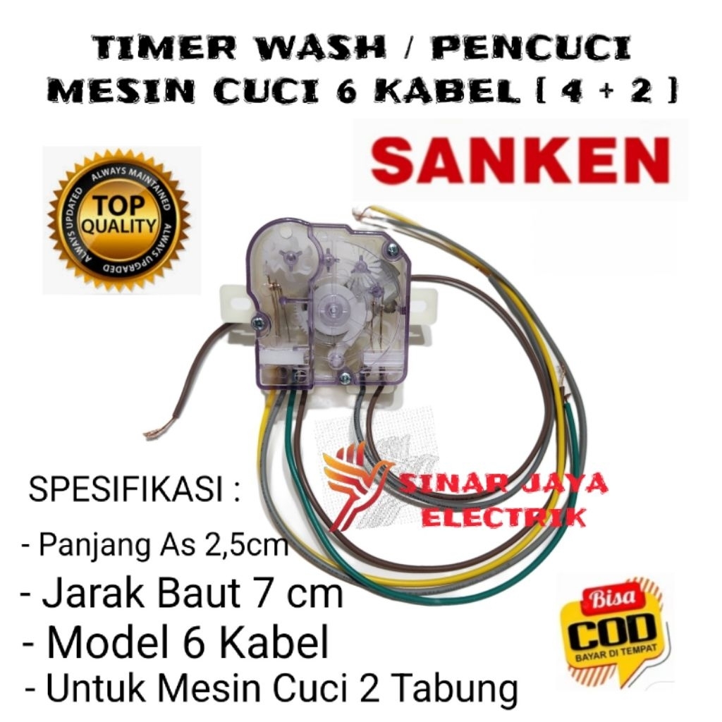 TIMER WASH 6 KABEL MESIN CUCI SANKEN 2 TABUNG - TIMER MESIN CUCI SANKEN 6 KABEL