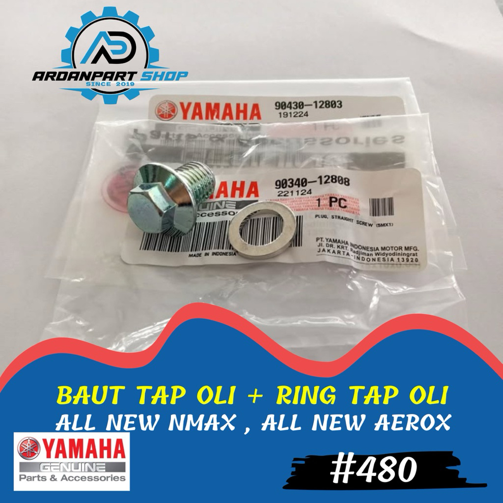 BAUT TAP OLI MESIN DAN RING TAP OLI MESIN NMAX , AEROX ORIGINAL YAMAHA