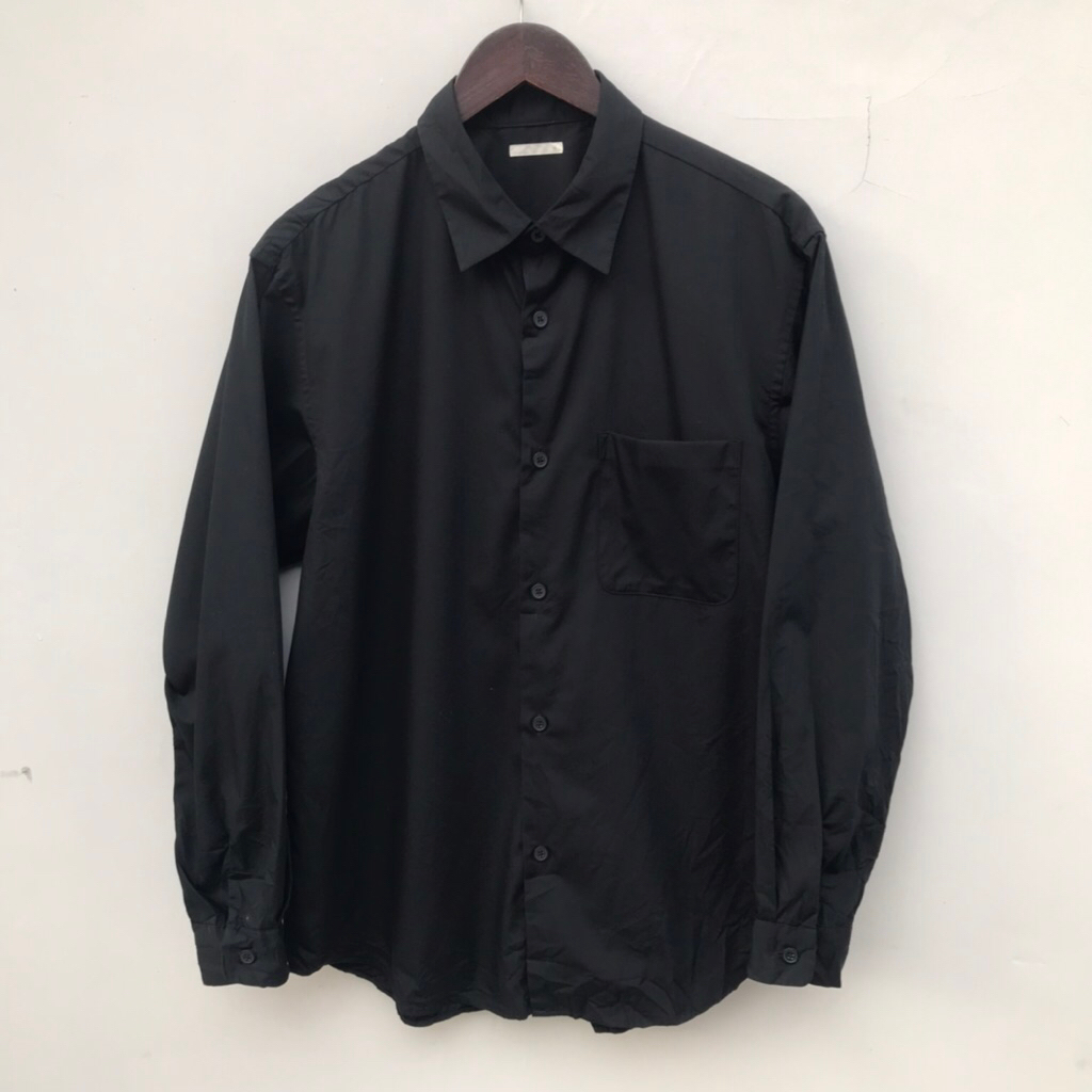 Kemeja by Gu Uniqlo Broad Relaxed Shirt Black sz Medium