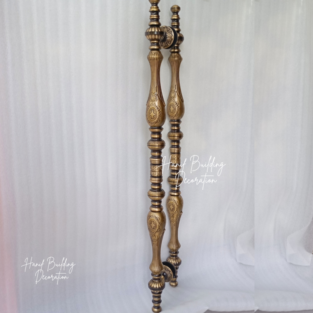 Handle Pintu Rumah Kuningan Besar Mewah Panjang 100 cm 1 meter Ukir